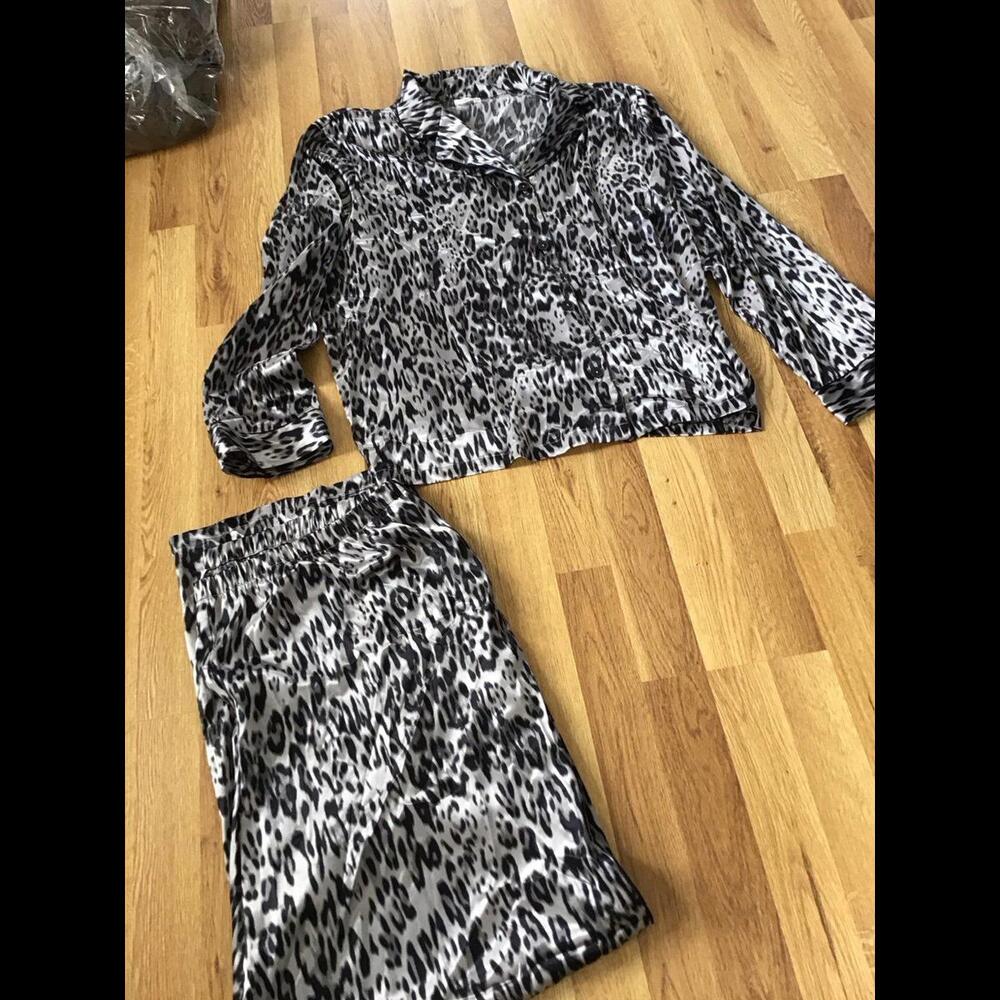 Ambrielle womens long sleeve pajama lounge set, satin, new, xxl